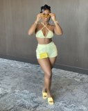 Simple and fashionable solid color halterneck bikini two-piece suit DY1062