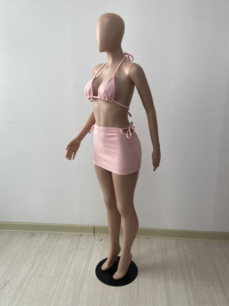 New fashion checkered texture swimsuit suit solid color two-piece suit DY1072