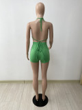 Simple and fashionable solid color halterneck bikini two-piece suit DY1062