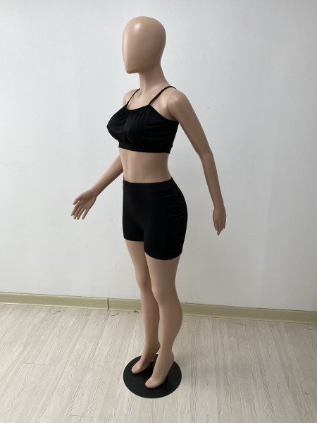 Strap-wrapped chest top and shorts suit DY1076
