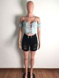 Washed and worn out sexy denim shorts A3261