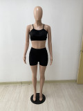 Strap-wrapped chest top and shorts suit DY1076