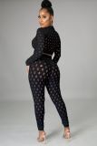 Nightclub sexy mesh high stretch sexy casual sports suit A3278