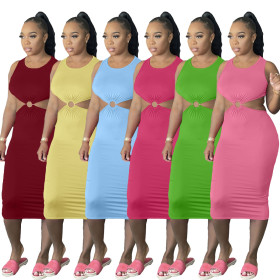 Tight-fitting sleeveless sexy backless dress DY1070