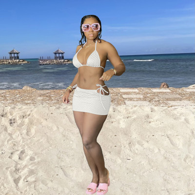 New fashion checkered texture swimsuit suit solid color two-piece suit DY1072