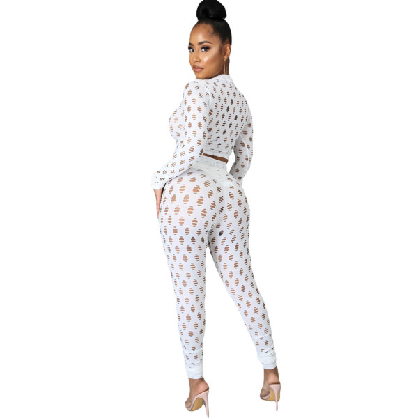 Nightclub sexy mesh high stretch sexy casual sports suit A3278