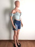 Washed and worn out sexy denim shorts A3261