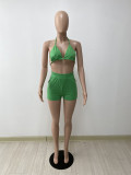 Simple and fashionable solid color halterneck bikini two-piece suit DY1062