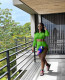 Solid color nude back drawstring T-shirt two-piece short skirt with side slits DY1079
