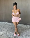 Simple and fashionable solid color halterneck bikini two-piece suit DY1062