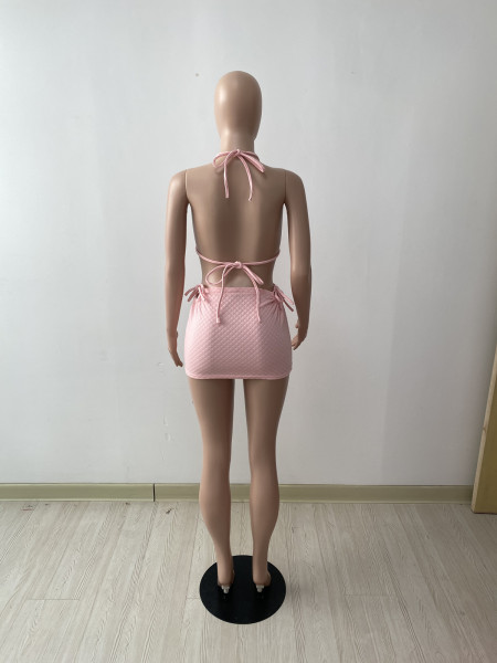 New fashion checkered texture swimsuit suit solid color two-piece suit DY1072
