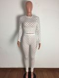 Nightclub sexy mesh high stretch sexy casual sports suit A3278