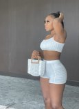 Strap-wrapped chest top and shorts suit DY1076