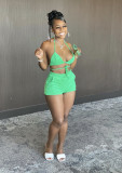 Simple and fashionable solid color halterneck bikini two-piece suit DY1062