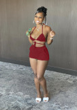 Simple and fashionable solid color halterneck bikini two-piece suit DY1062