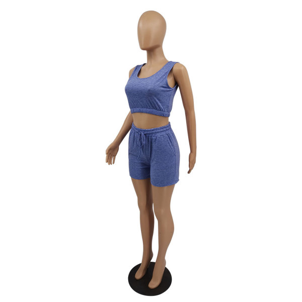 Pure color sports two-piece suit M6527