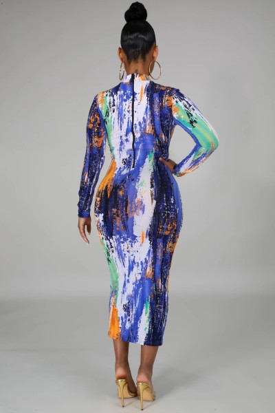 Sexy fashion digital printed slim women's one-piece dress SMR10444