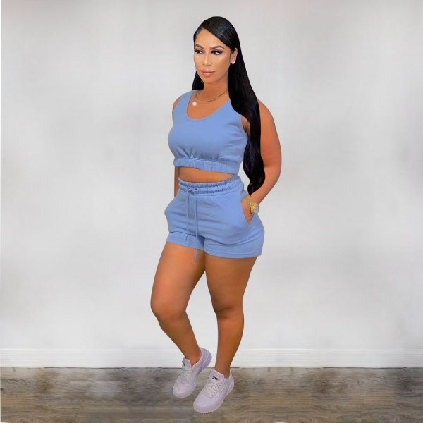 Pure color sports two-piece suit M6527