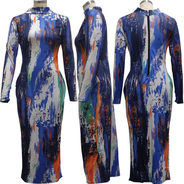 Sexy fashion digital printed slim women's one-piece dress SMR10444