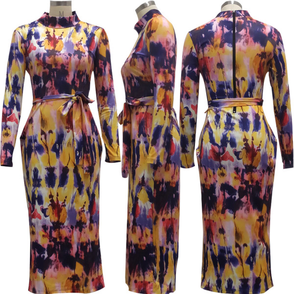 Sexy fashion digital printed slim women's one-piece dress SMR10444