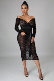 Fashion nightclub high stretch mesh dress SMR10308