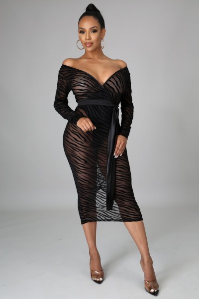 Fashion nightclub high stretch mesh dress SMR10308