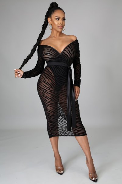 Fashion nightclub high stretch mesh dress SMR10308