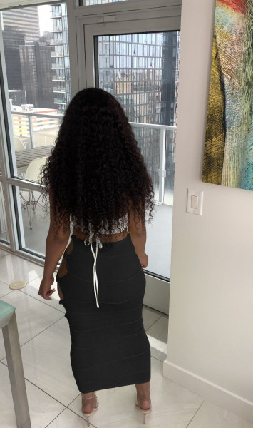Sexy solid color skirt with knotted holes M6533