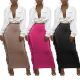 Long skirt with fringes on both sides M6538