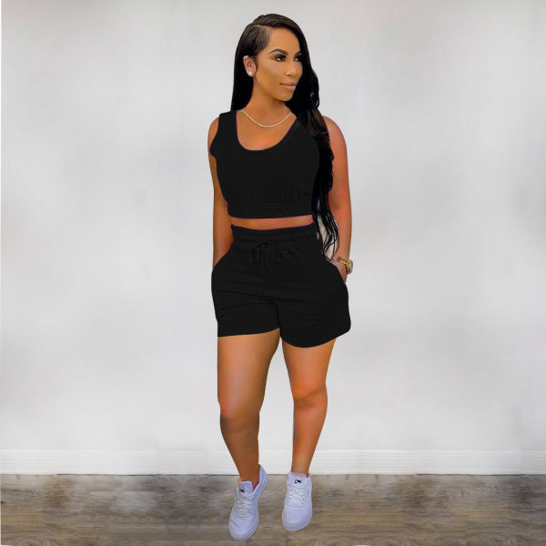 Pure color sports two-piece suit M6527