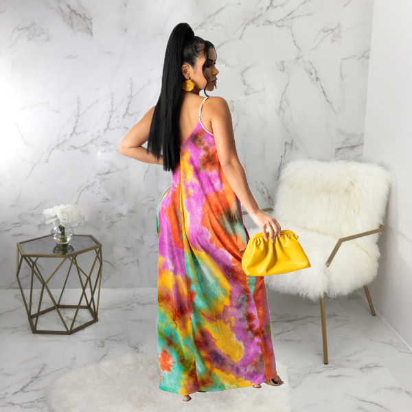 Casual loose sleeveless V-neck dress SMR10218