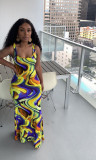 Printed wave pattern tank top dress M6536
