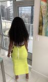 Sexy solid color skirt with knotted holes M6533
