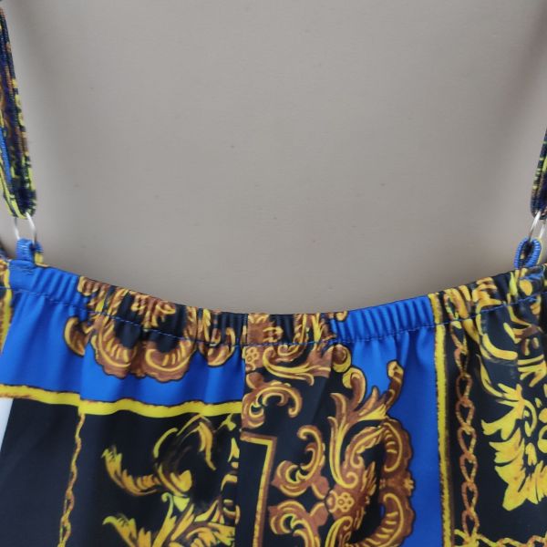 Loose sleeveless V-neck strap print dress SMR10300