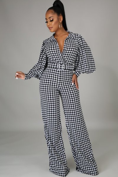 Fashion digital printing V-neck women's jumpsuit SMR10324 