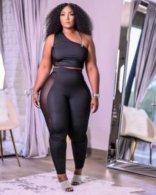Fashion mesh stitching sports yoga two-piece suit M6552