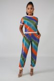 Casual fashion digital printing sports suit two-piece suit SMR10330