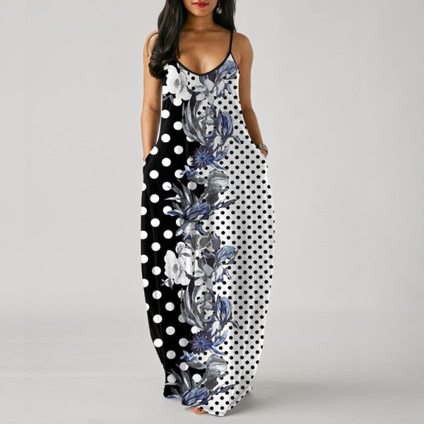 Casual Fashion Summer Loose Sleeveless V-Neck Sling Dress SMR10233
