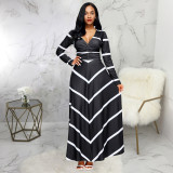 Fashion digital printing women's V-neck dress SMR10034