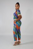 Casual fashion digital printing sports suit two-piece suit SMR10330