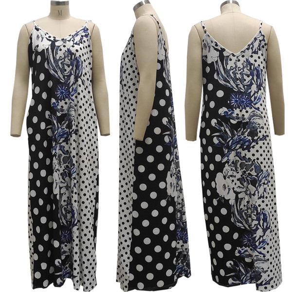 Casual Fashion Summer Loose Sleeveless V-Neck Sling Dress SMR10233