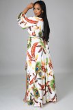 Fashion Digital Printed V-Neck Dress SMR10279