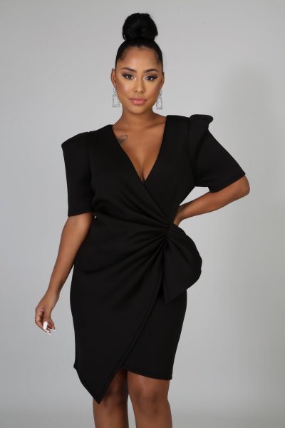 Sexy fashion solid color white collar women's V-neck dress SMR10190