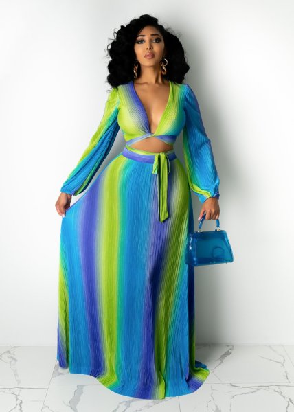 Fashion digital printing women's two-piece suit SMR10213