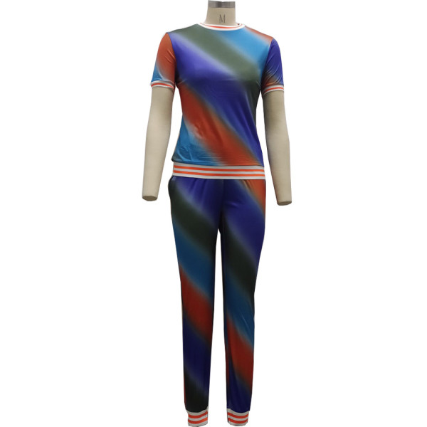 Casual fashion digital printing sports suit two-piece suit SMR10330