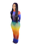 Fashion nightclub high stretch mesh printed dress SMR10222