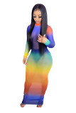 Fashion nightclub high stretch mesh printed dress SMR10222