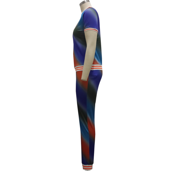 Casual fashion digital printing sports suit two-piece suit SMR10330