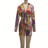 Fashion digital printing stitching suit two-piece suit SMR10227
