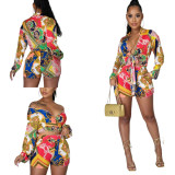 Fashion digital printing stitching suit two-piece suit SMR10227
